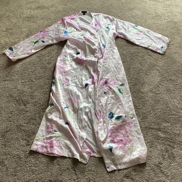 Jones New York Intimates Floral Print Satin Robe SIZE L/XL - Picture 1 of 3